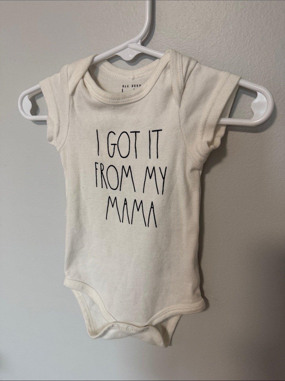 Neutral White Baby One-Piece Bodysuit with 'I Got It From My Mama'